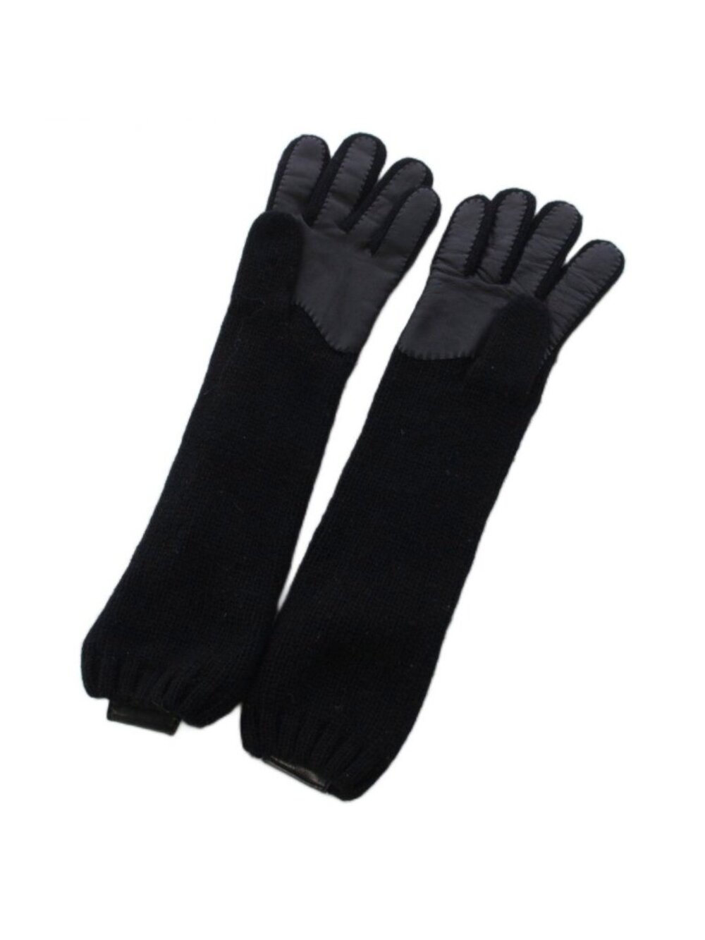Gucci Gloves Leather Cashmere 7.5 Black - Picture 2 of 7